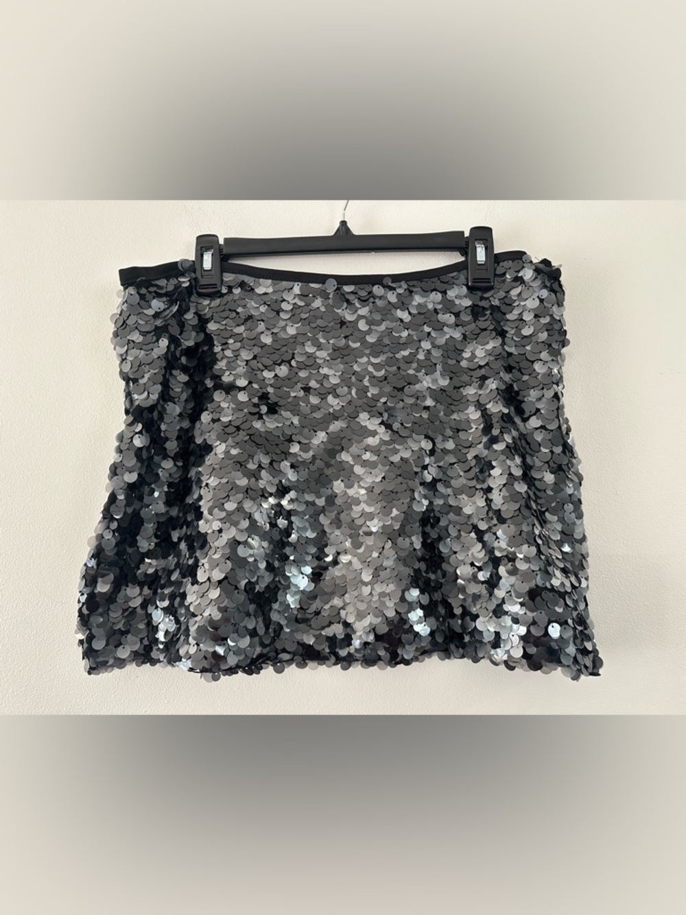 Shimmer Sequin Mini Skirt - Silver/Black